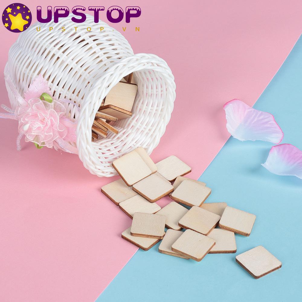 UPSTOPVN 10 / 50 / 100 Miếng Gỗ Vuông Chưa Hoàn Thành Dùng Trang Trí DIY