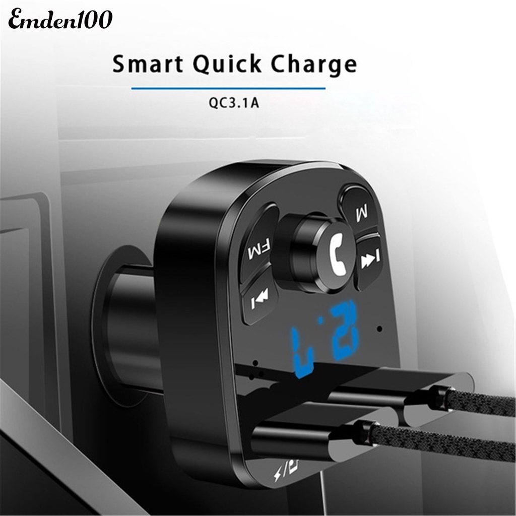 Tẩu Sạc Hai Cổng USB Bluetooth 5.0 Kiêm Máy Nghe Nhạc MP3 FM Cho Xe Hơi