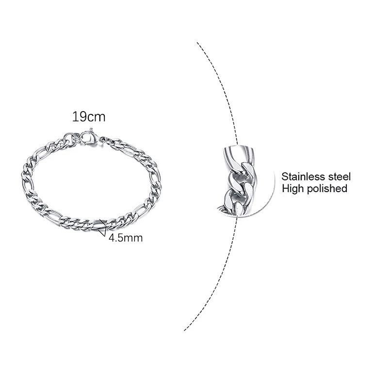 Vòng Tay Dây Xích Bằng Thép Titanium Bản Rộng 4.5MM Thời Trang Cho Nam Nữ