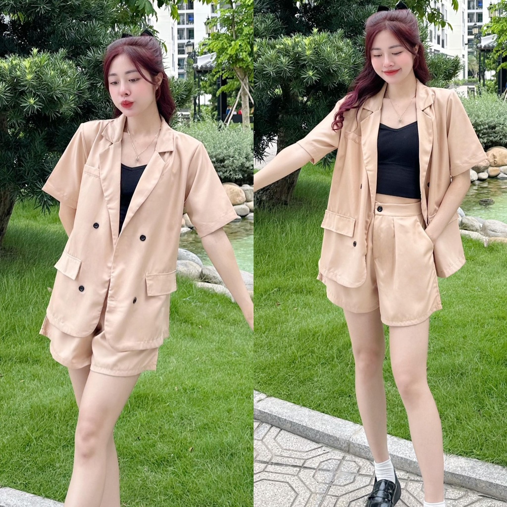 Bộ Quần Áo Vét Xẻ Tà ( Không có Áo Trong) Vải Cotton Lạnh 50 - 100Kg Dễ Thương