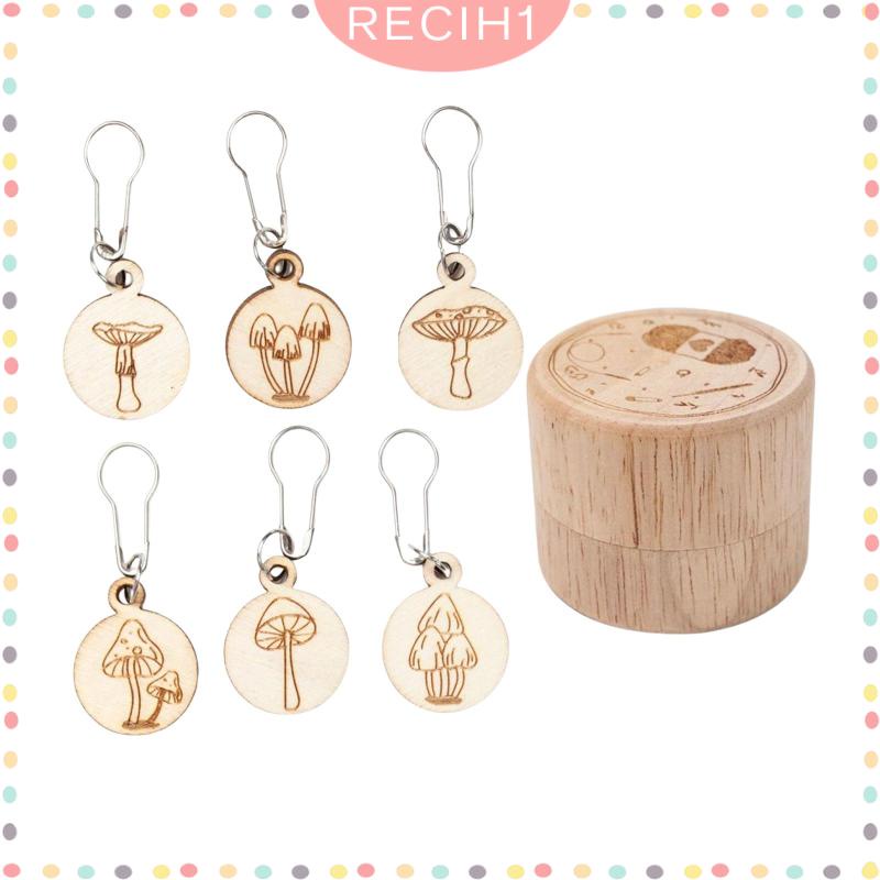 Set 6 Dụng Cụ Đánh Dấu Nhẫn Bằng Gỗ Kèm Hộp Đựng