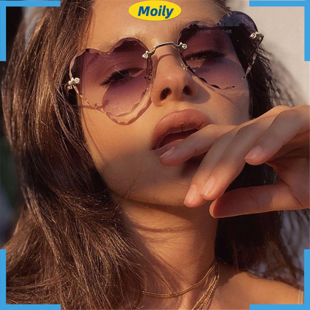 MOILYVN Kính Mát Hình Trái Tim Không Gọng Chống Tia UV400