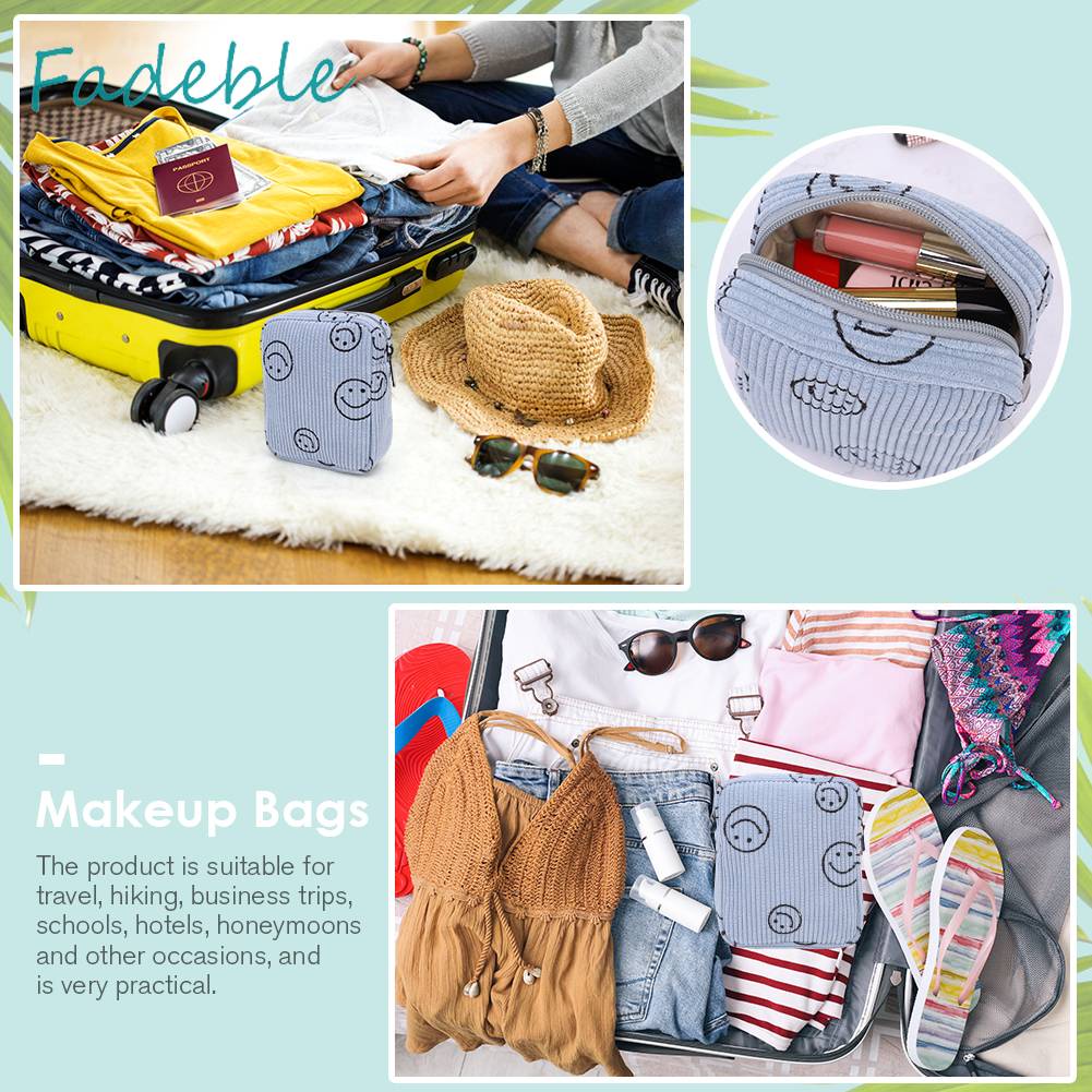 Túi Đựng Mỹ Phẩm Đa Năng Hình Mặt Cười Có Khóa Kéo Tiện Dụng Mang Theo Du Lịch