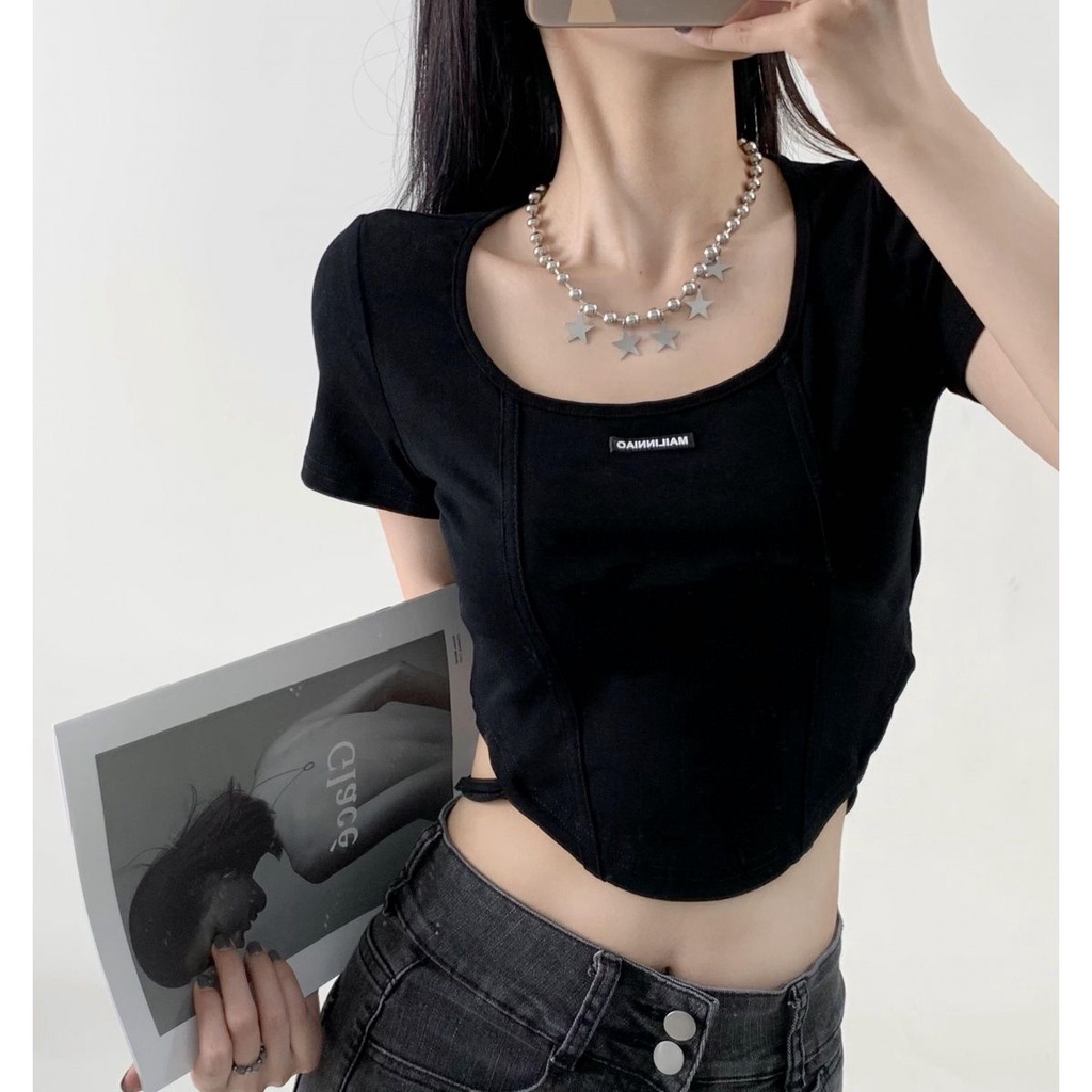 Áo Thun Ngắn Tay Thắt Dây Eo Phong Cách Retro Thời Trang Mùa Hè Mới Dành Cho Nữ