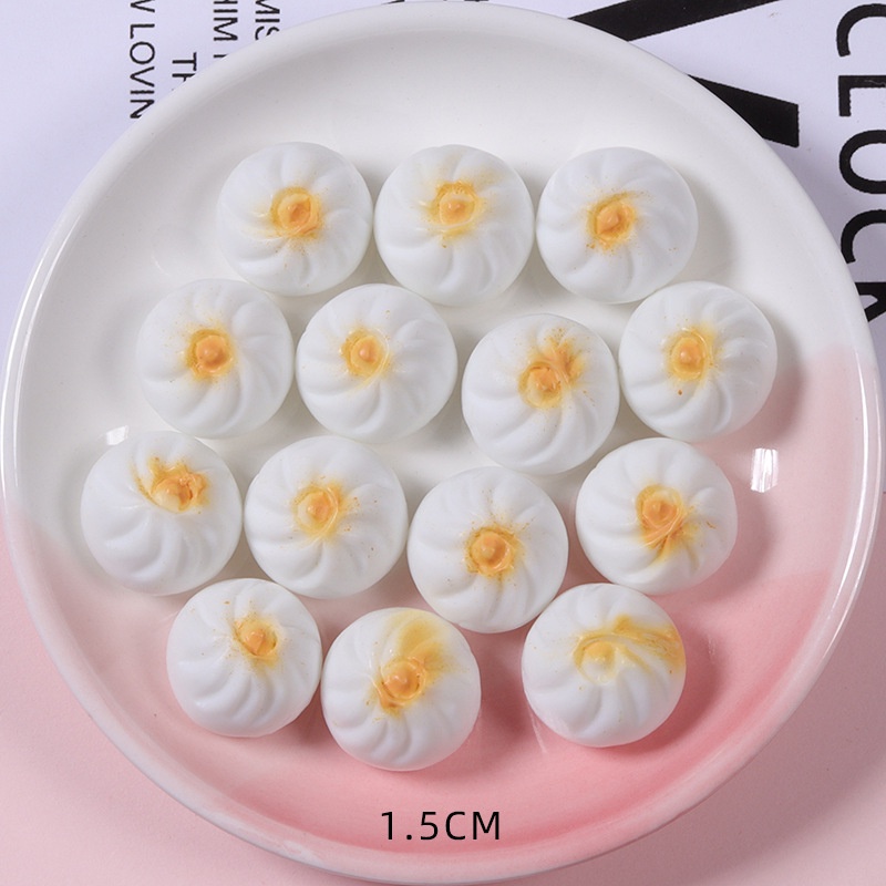 Set 10 Phụ Kiện Trang Trí Ốp Điện Thoại Hình Bánh Bao Hấp Bằng Nhựa Resin Diy