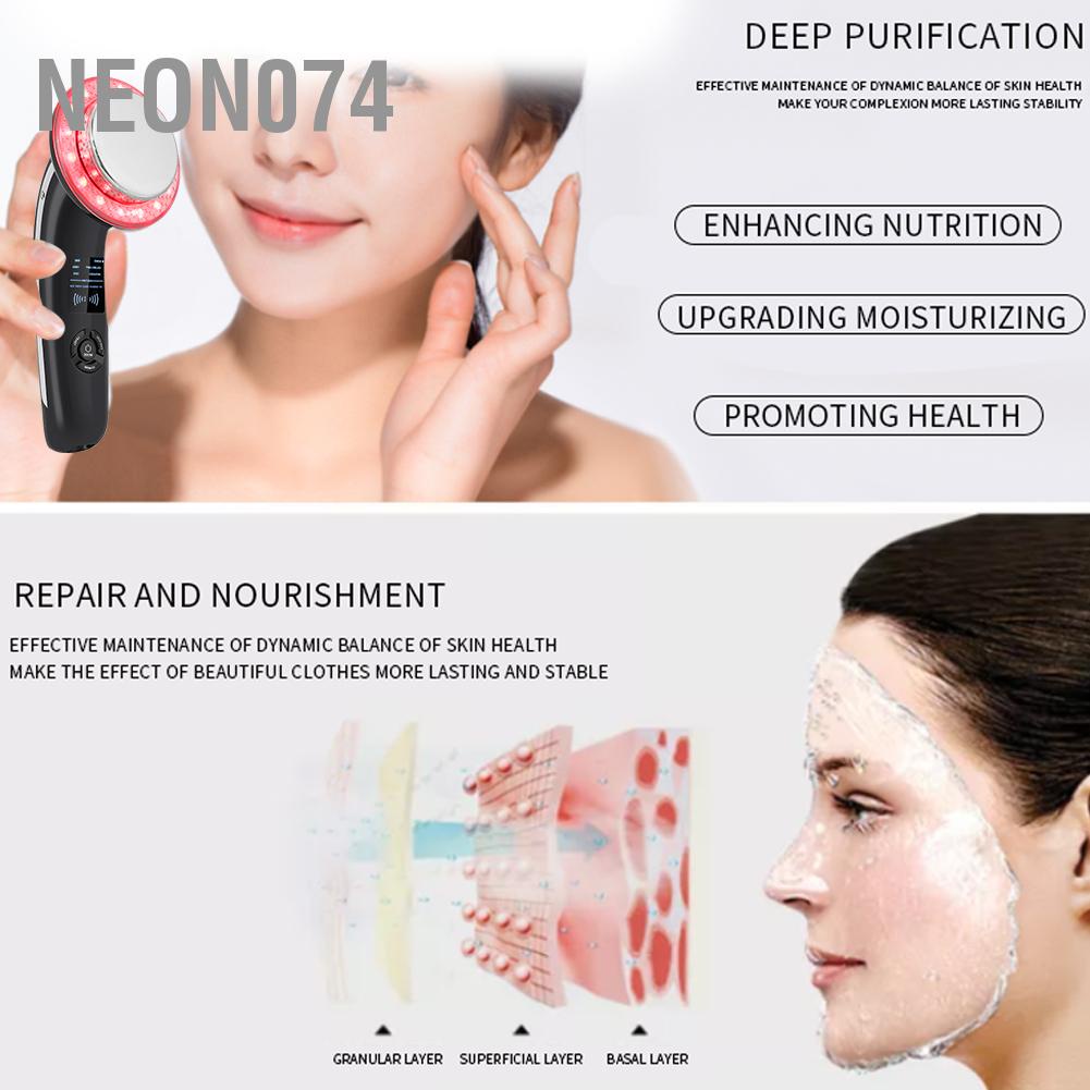 Neon074 Máy Điện Di Đẩy Tinh Chất Massage Nâng Cơ Mặt - 6 Trong 1 Quang LED Siêu Âm EMS Giảm Béo Toàn Thân Chống Bào Massage Cân Máy Làm Đẹp