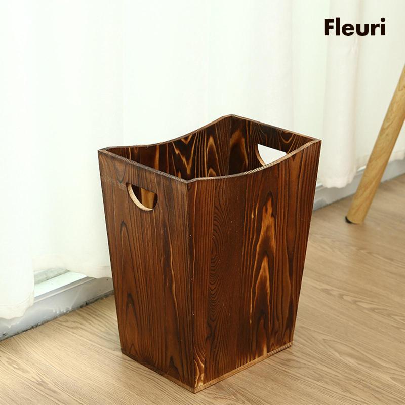 Thùng Rác Để Bàn Bằng Gỗ Tiện Dụng Cho Nhà Tắm / Nông Trại