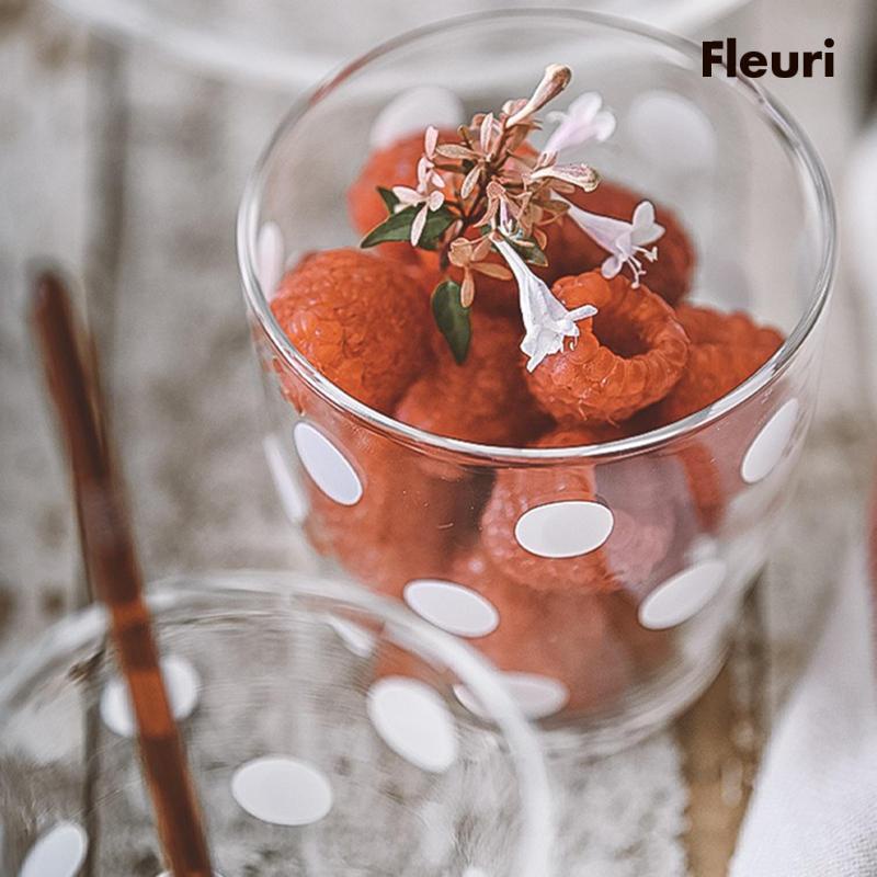 Cốc Thủy Tinh Uống Nước Trong Suốt Họa Tiết Chấm Bi Trắng Có Thể Tái Sử Dụng Cho Văn Phòng / Tiệc Tùng