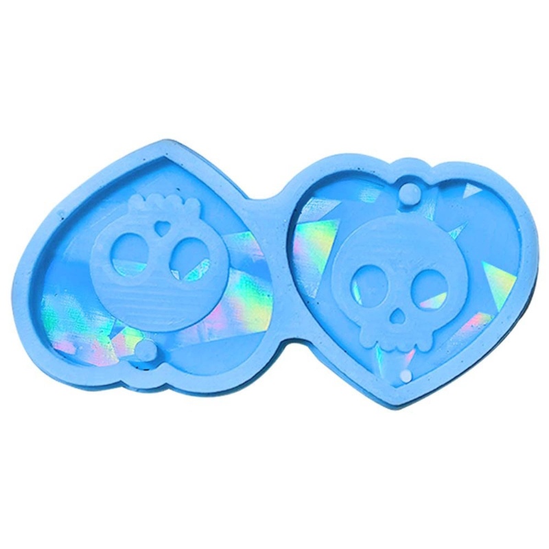 Khuôn Làm Bánh Chất Liệu Silicone Hình Đầu Lâu Trái Tim Có Lỗ Gắn Đèn