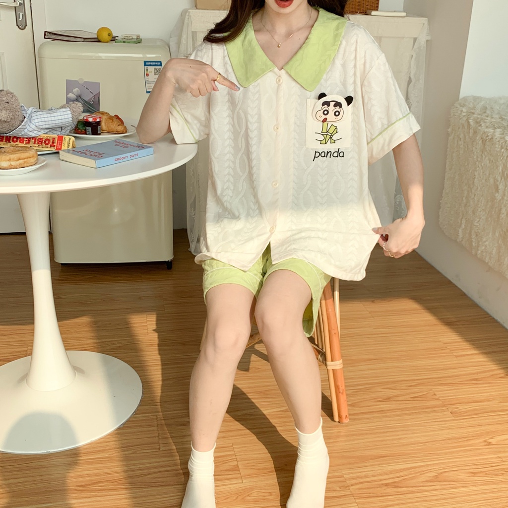 Bộ Đồ Ngủ Tay Ngắn Dáng Rộng Mỏng Thời Trang Mùa Hè Hàng Mới Dành Cho Bạn Nữ