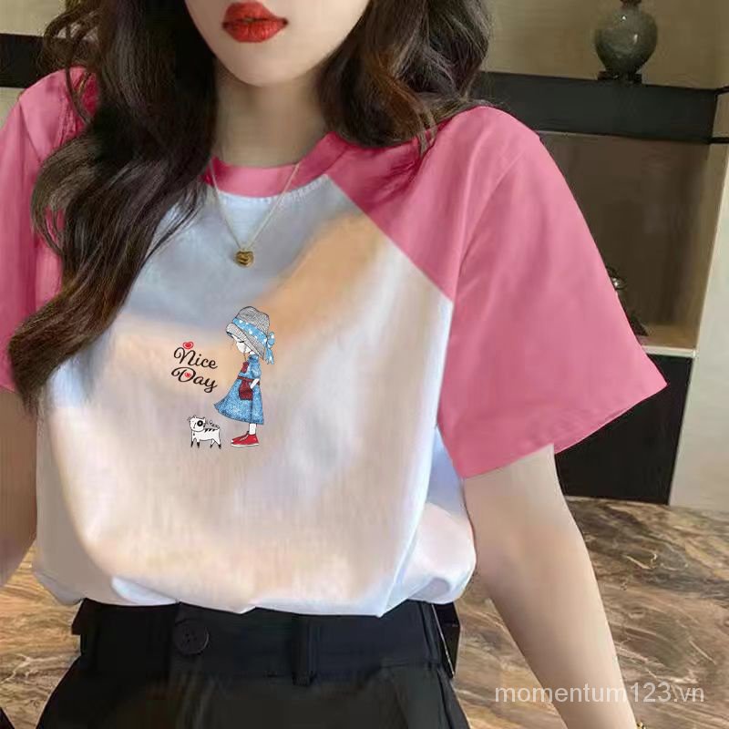 Áo Thun Tay Ngắn 100% Cotton Thời Trang Mùa Hè Cho Nữ