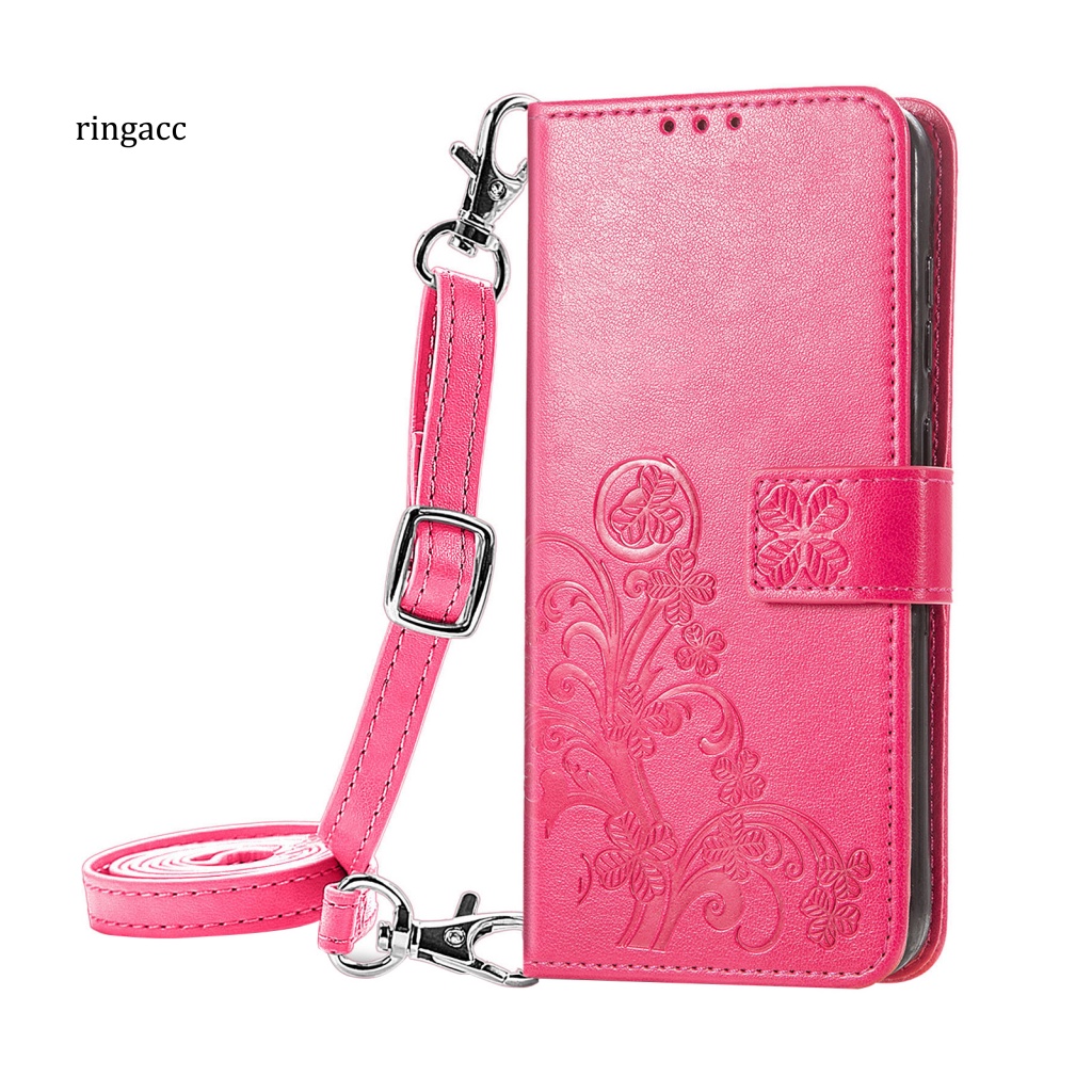 Bao Da Điện Thoại Màu Trơn Dạng Ví Nắp Lật + Dây Đeo Vai Cho iPhone 13