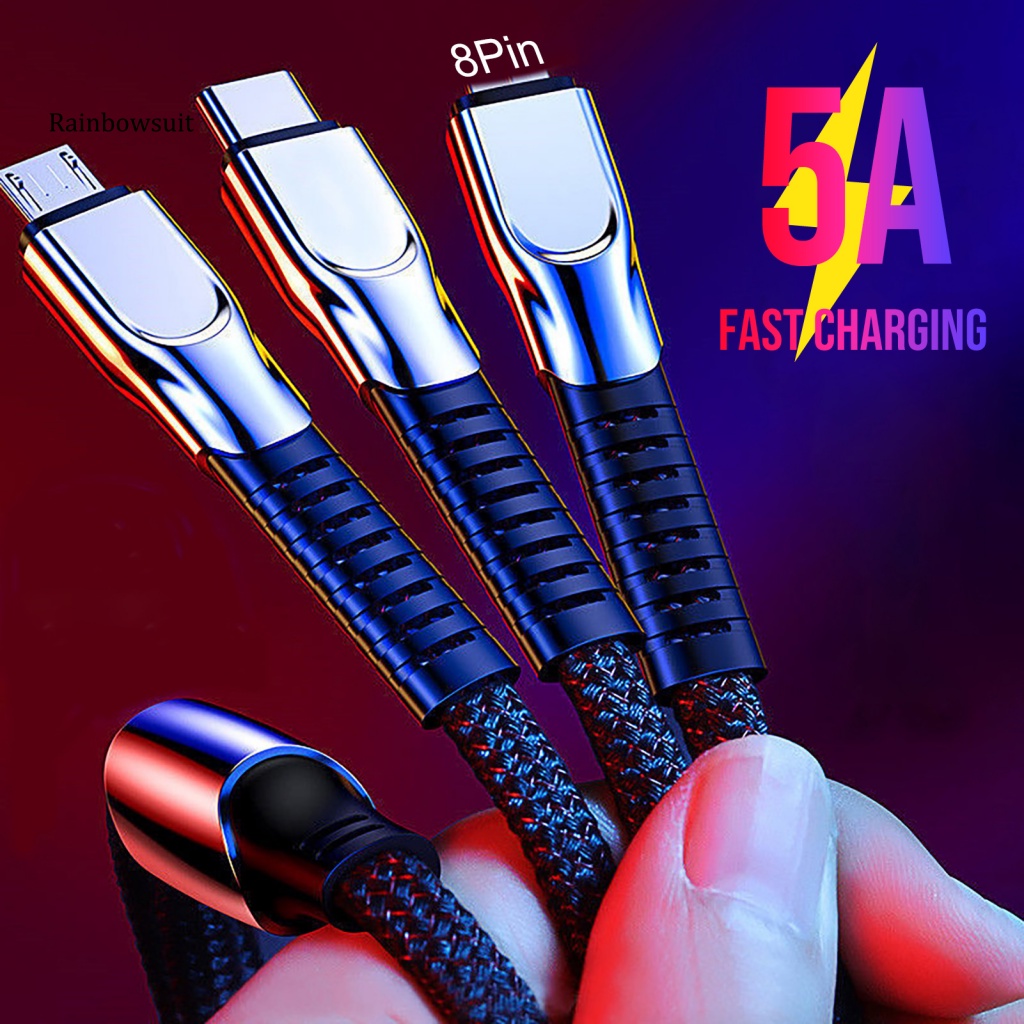 Dây Cáp Dữ Liệu Micro USB Type-C 8-pin 3 Trong 1 Chống Oxy Hóa Cho iPhone