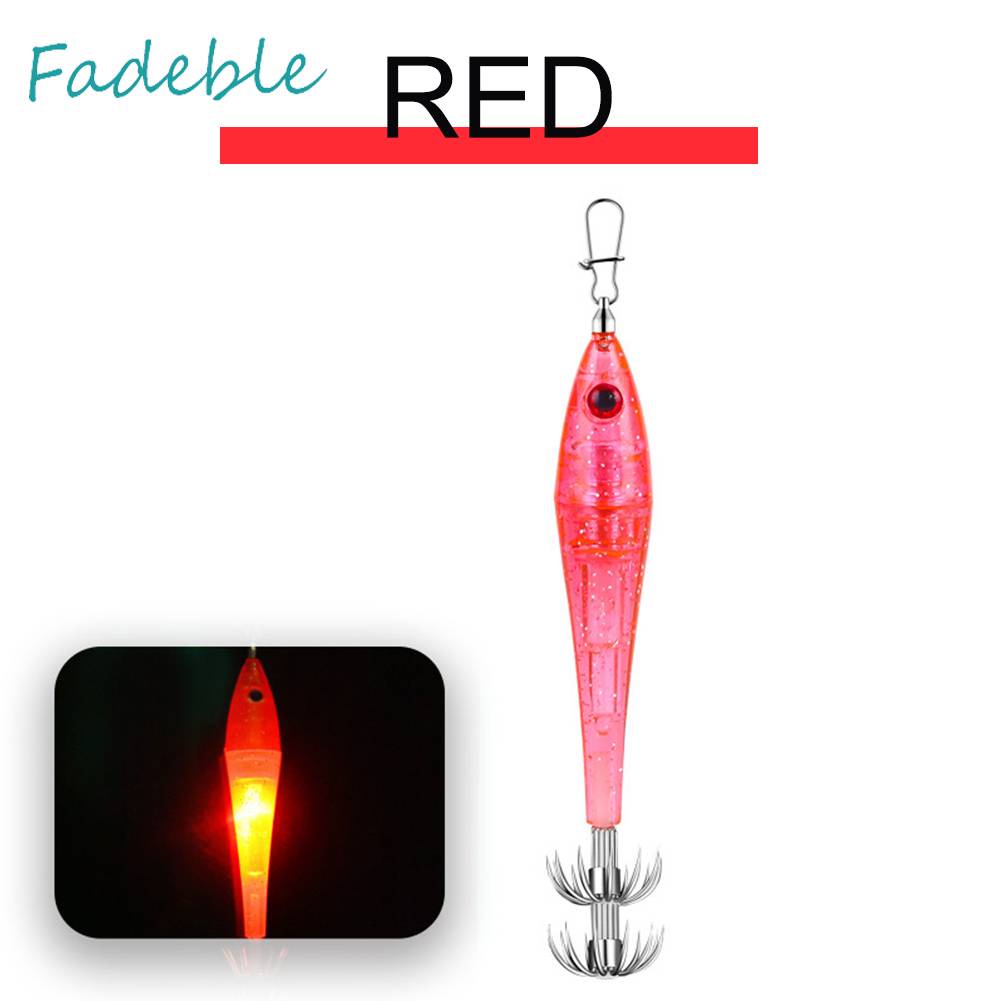 Mồi Giả Câu Cá Hình Con Mực 3D Có Gắn Đèn LED