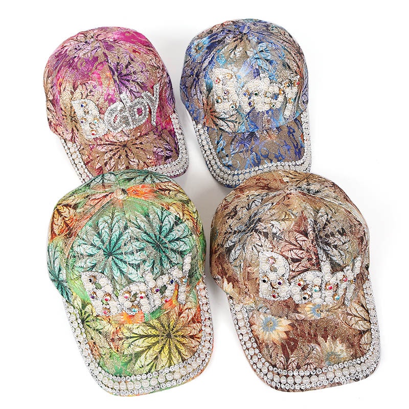 Mũ Lưỡi Trai Đính Đá Nhiều Màu Sắc Phong Cách Hàn Quốc Thời Trang Mùa Hè Cho Nữ