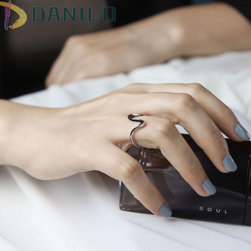 DANILO Nhẫn Đeo Ngón Tay Họa Tiết Gợn Sóng Hình Học Thời Trang Dự Tiệc