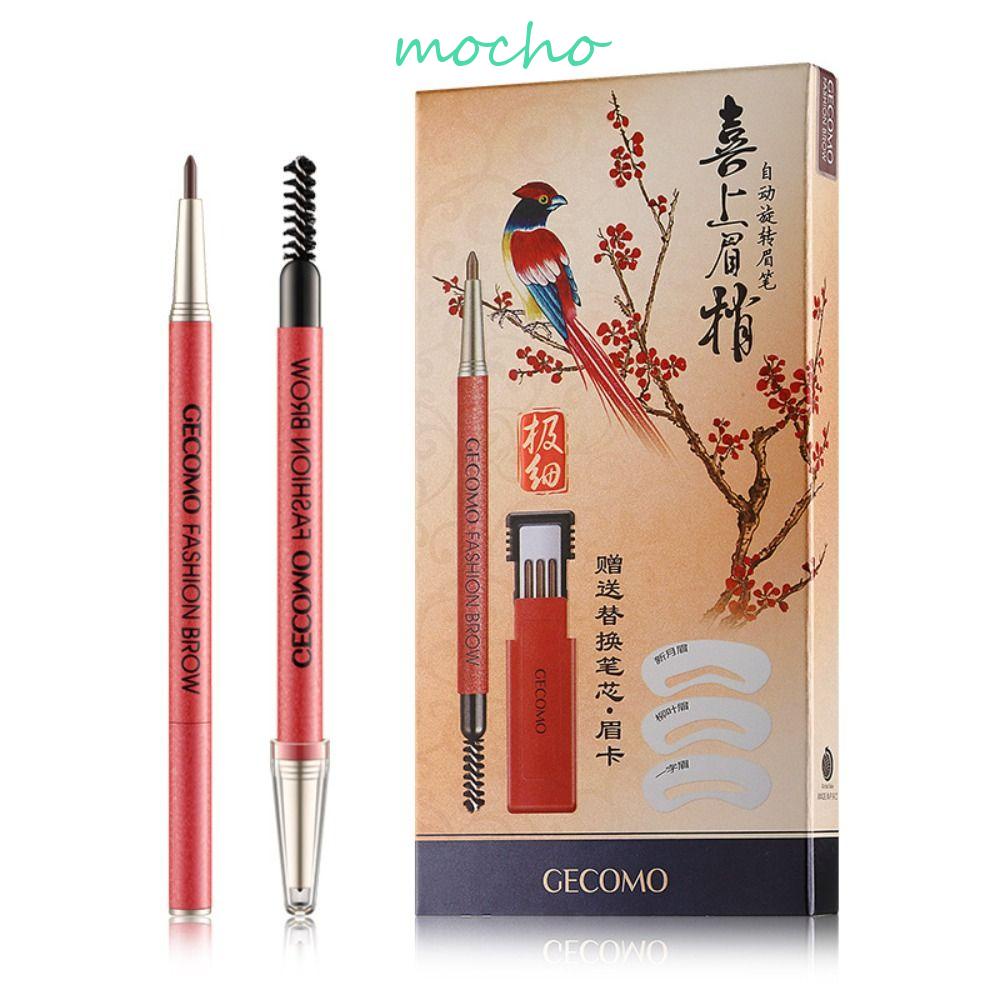 MOCHO Bút Kẻ Lông Mày Không Nhòe Chống Thấm Nước Lâu Trôi Màu Đen / Nâu Kèm 3 Lõi Thay Thế Và Khuôn Kẻ Mắt