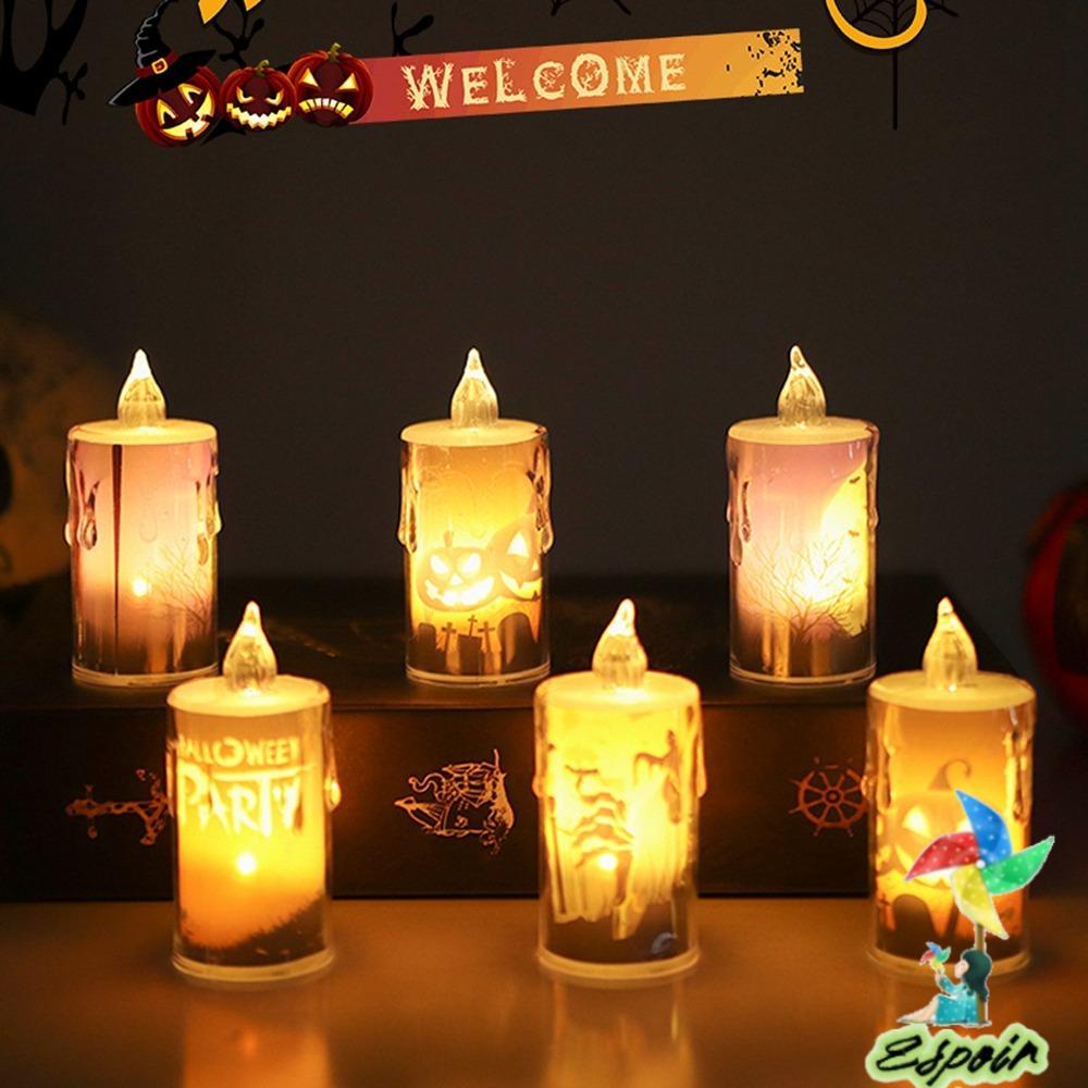 ESPO Đèn Nến Điện Tử Hình Bí Ngô Halloween Vui Nhộn Trang Trí Nhà Cửa