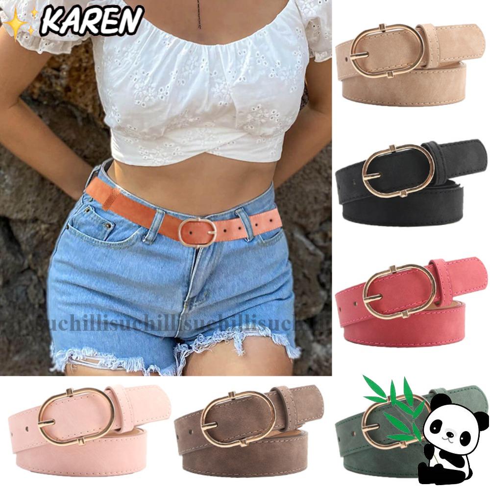 KAREN Thắt Lưng Da Nhám Thiết Kế Đơn Giản Sang Trọng Cho Nữ