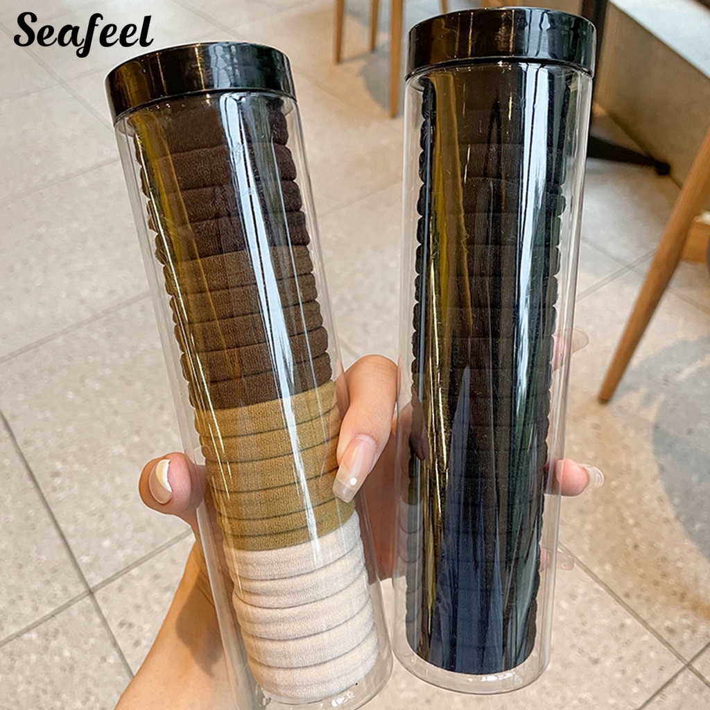 Hộp 50 Dây Buộc Tóc Dày Dặn Siêu Nhẹ Độ Co Giãn Cao Chống Trượt Màu Sắc Xinh Xắn Cho Nữ