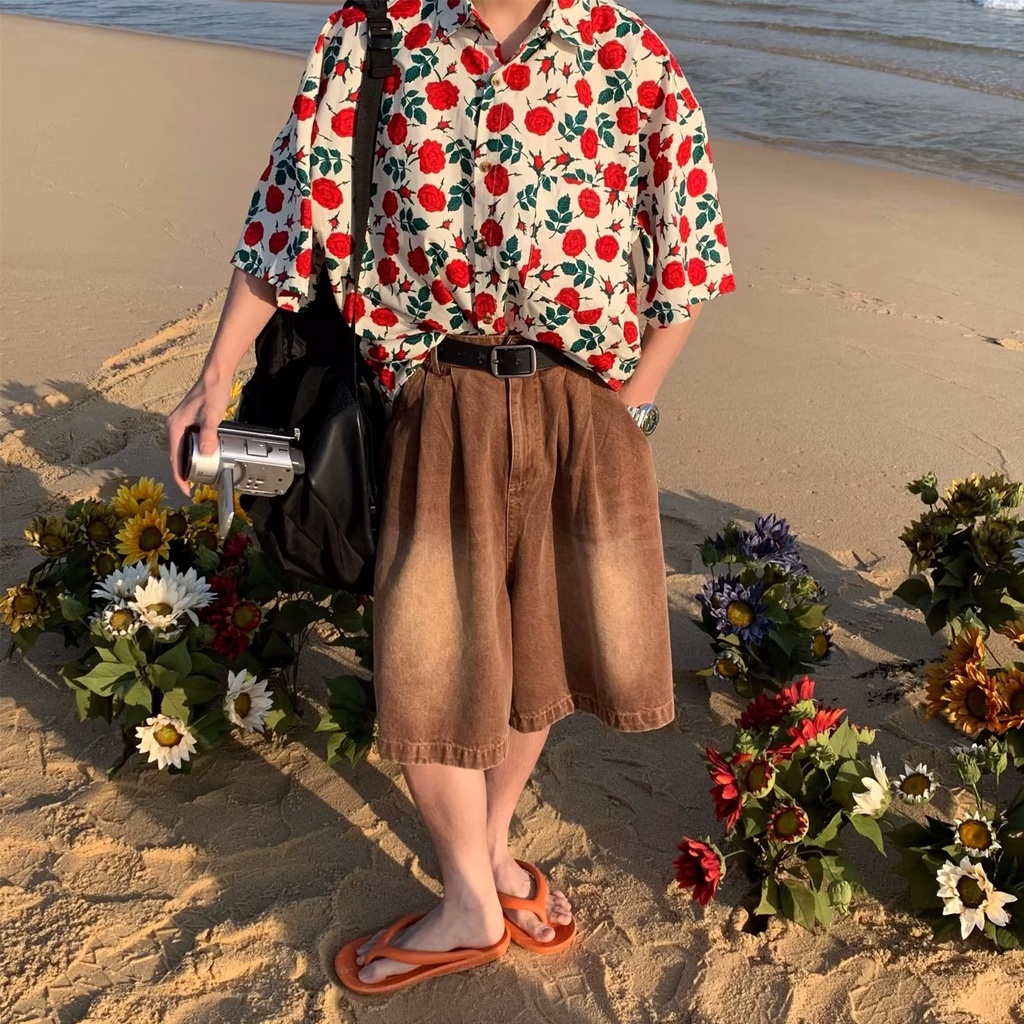 Áo Thun Tay Lỡ Cổ Tròn Thời Trang Mùa Hè Phong Cách Hàn Quốc Cho Nam