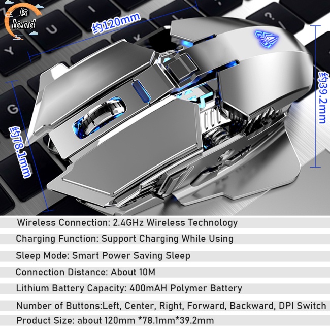 Chuột không dây SC300 Đèn 4 Màu 7 Nút Bấm 1600DPI