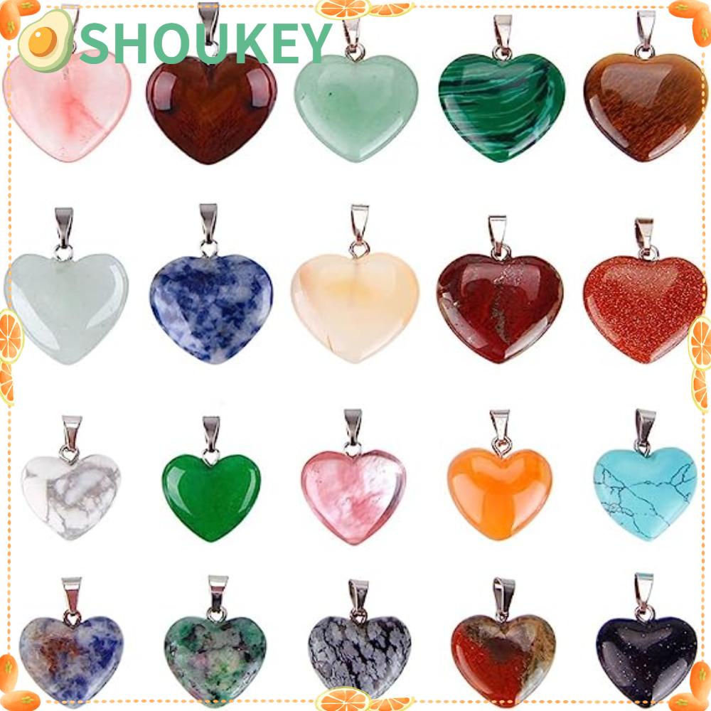 SHOUKEY Bộ 20 Mặt Dây Chuyền Đá Hình Trái Tim 2 Kích Cỡ