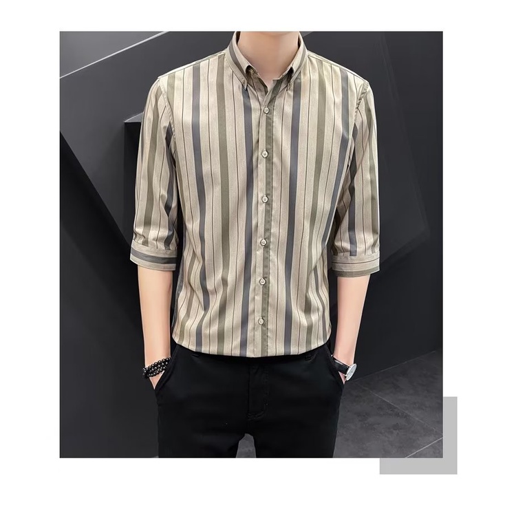 Áo Sơ Mi Nam Tay Ngắn Kẻ Sọc Thời Trang Hàn Quốc