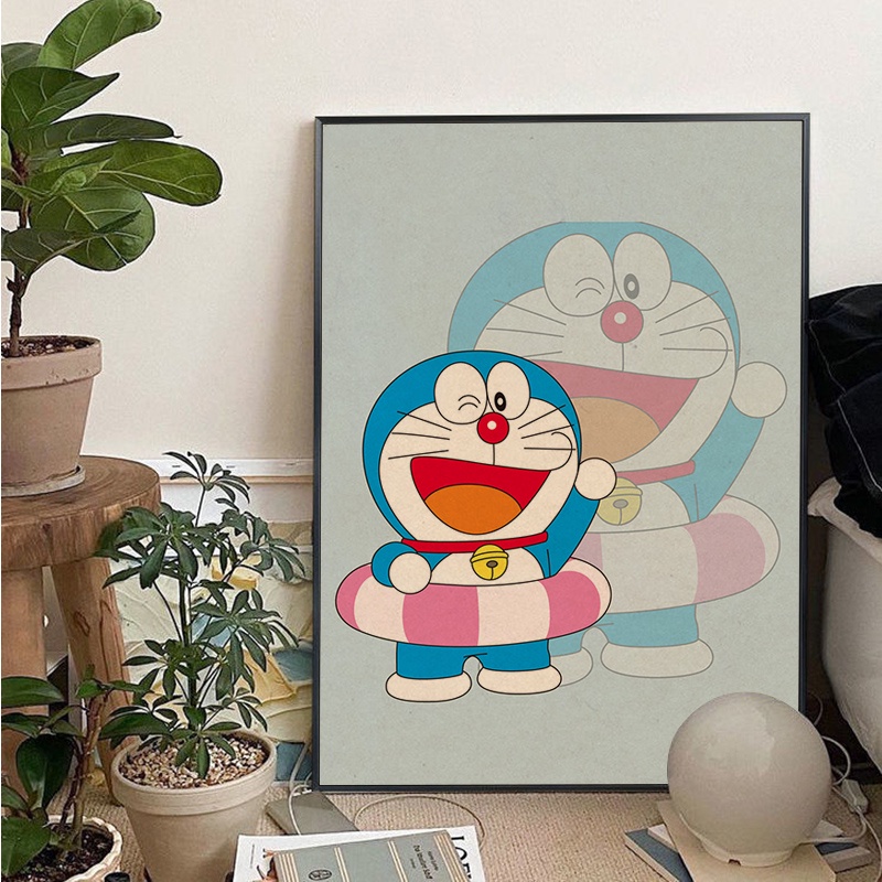 Tranh Vải Bạt Treo Tường In Hình Doraemon Hoạt Hình Nhật Bản Hiện Đại Không Khung Trang Trí