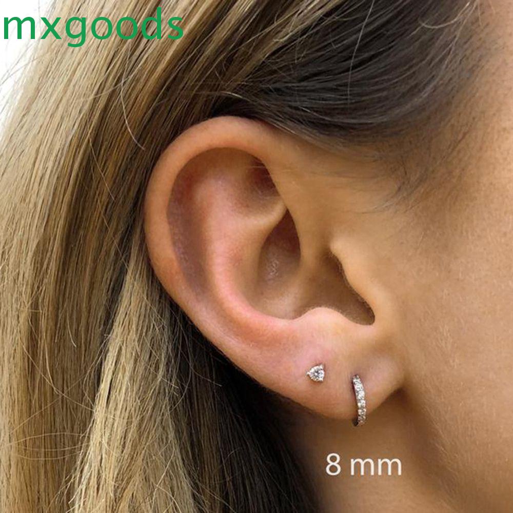 MXGOODS Bông Tai Mạ Bạc Dạng Vòng Thời Trang Dành Cho Nữ