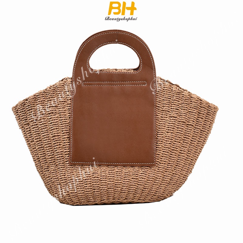 Túi Dệt Cầm Tay Màu Trắng Đen Hình Gấu Trúc / Gấu Trúc Thời Trang Đi Biển Mới Cho Nữ