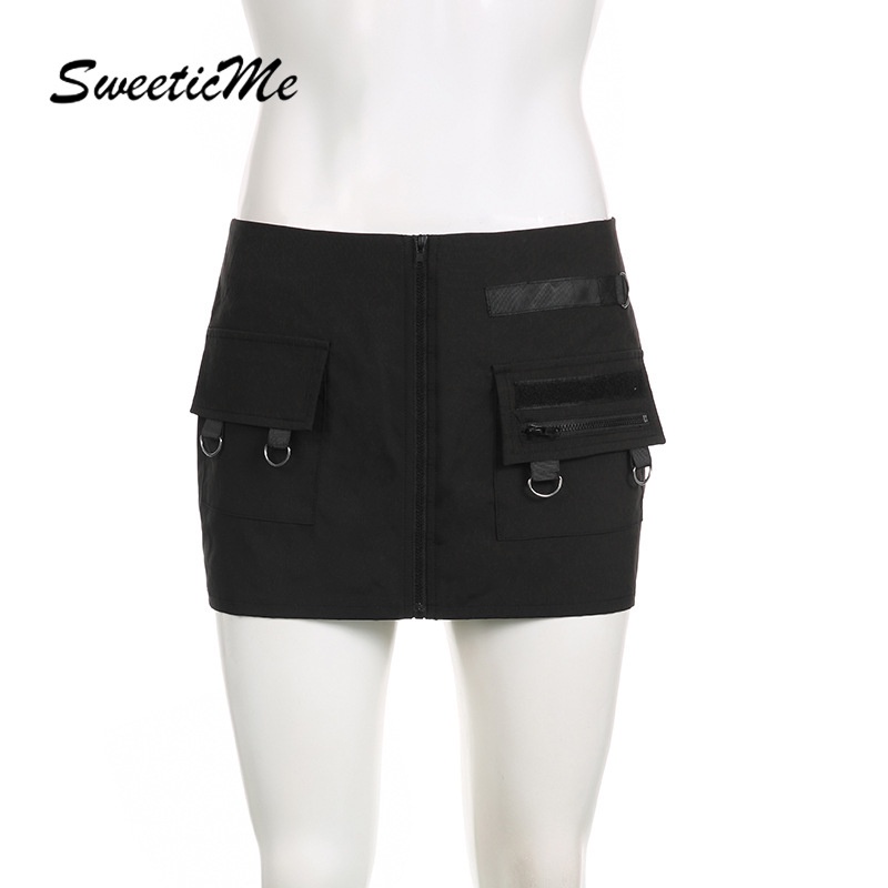 Chân Váy Lưng Thấp Có Khóa Kéo Màu Trơn Thời Trang Mới 2023 Dành Cho Nữ