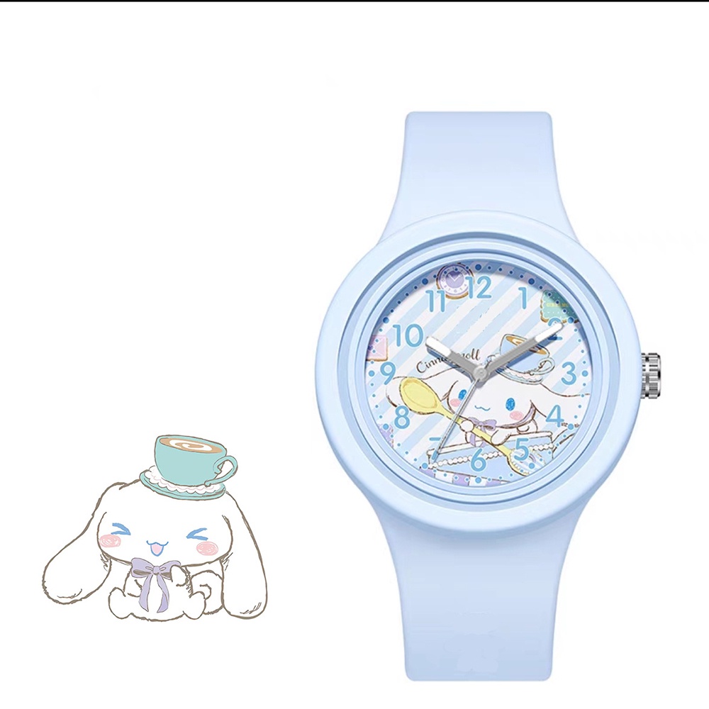 Đồng Hồ Đeo Tay Mặt Tròn Dây Silicon Mềm Hình Sanrio Kuromi 5 Màu Tùy Chọn Cho Học Sinh