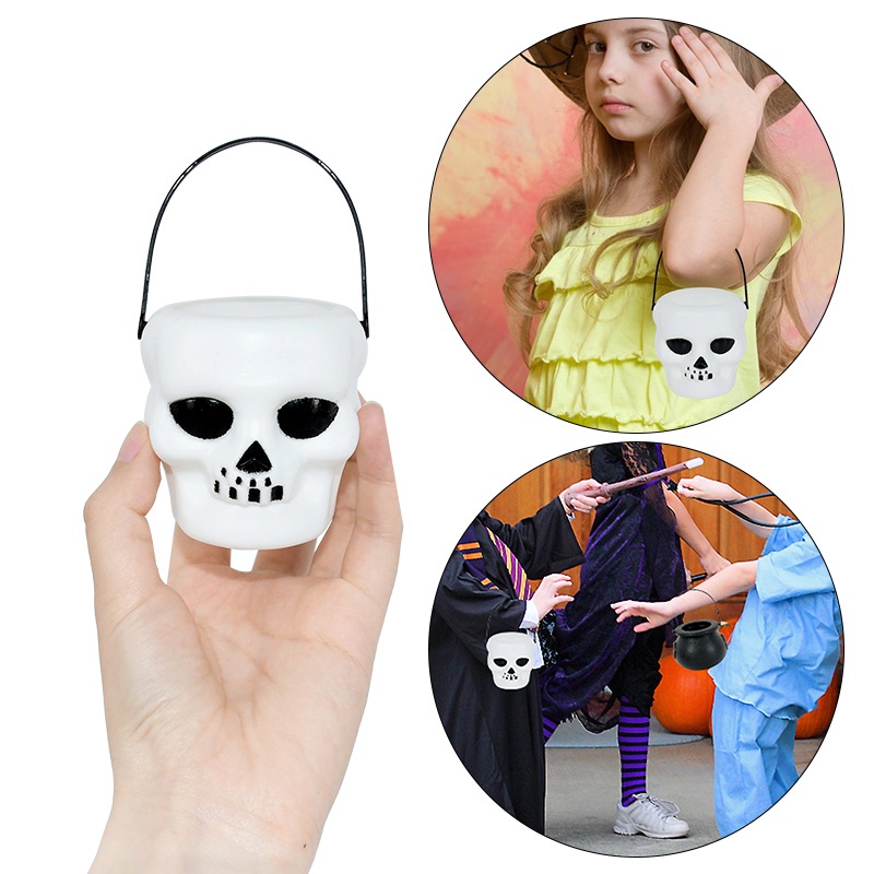 Xô Đựng Kẹo / Bánh Quy Mini Bằng Nhựa Hình Phù Thủy Có Tay Cầm / Lễ Hội Halloween