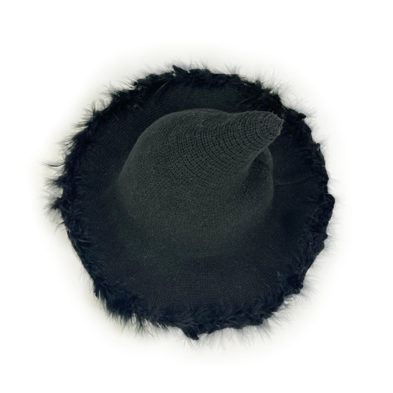 Mũ Phù Thủy Đính Lông Hóa Trang Halloween Dành Cho Nữ