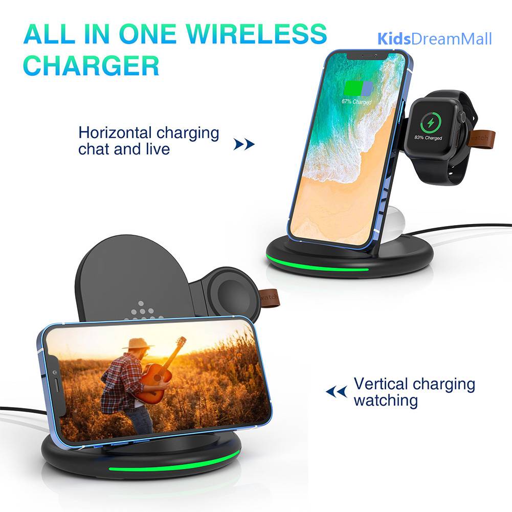 Dock Sạc Type C 15W Kiêm Giá Đỡ Cho IWatch Airpods
