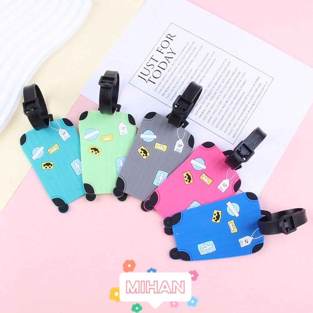 MIHAN1 Thẻ Hành Lý Bằng Silicone Kèm Dây Đeo Hoạt Hình Xinh Xắn