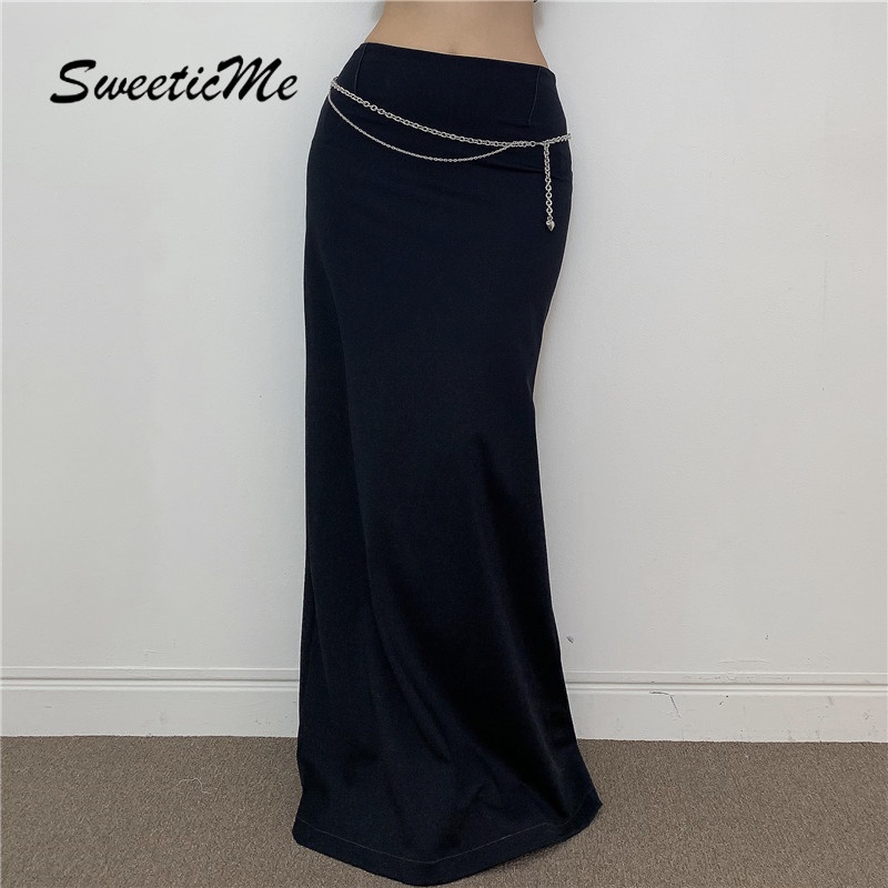 Chân Váy Dài Lưng Cao Màu Trơn Dáng Ôm Xẻ Tà Thời Trang 2023 Cho Nữ