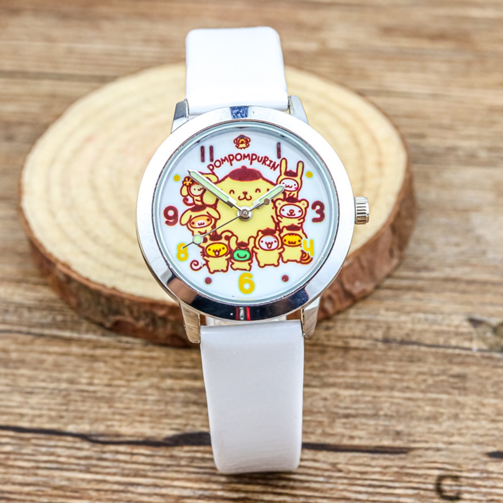 Đồng Hồ Đeo Tay Sanrio Dây Da Dạ Quang Chống Thấm Nước Họa Tiết Hoạt Hình Dễ Thương Cho Học Sinh