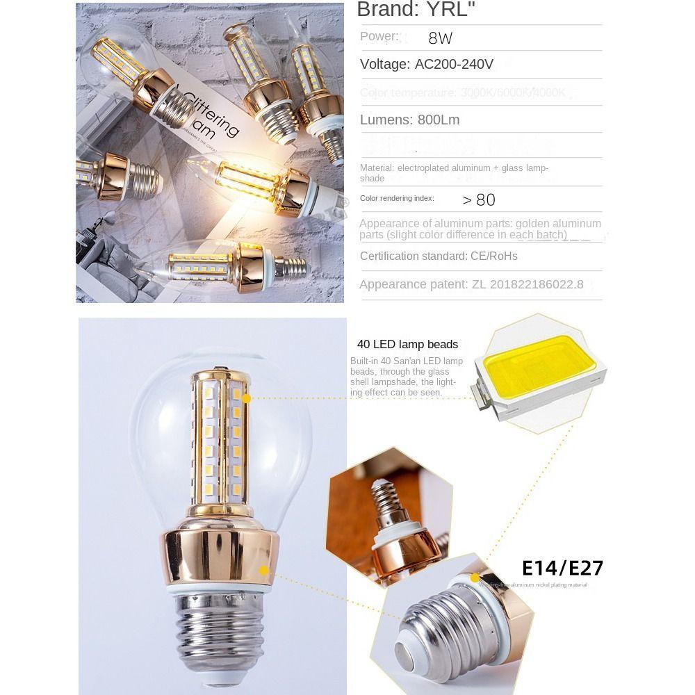 YANN1 Giá Đỡ Bóng Đèn Led E14 8W Tiết Kiệm Năng Lượng Tiện Dụng