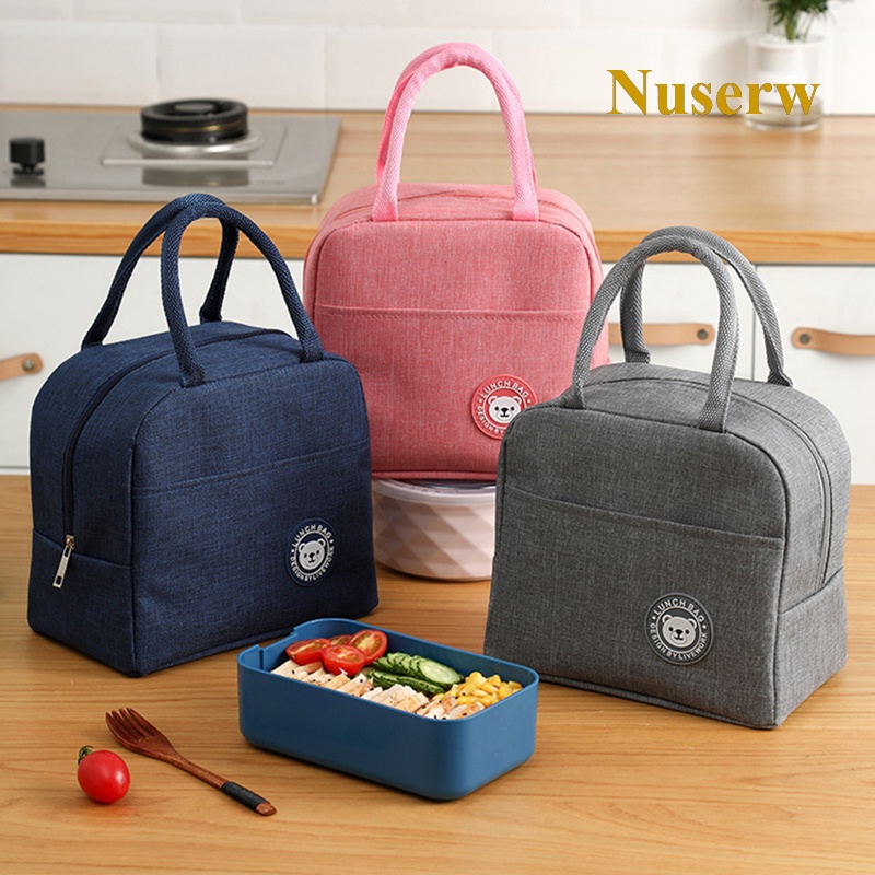 Túi Tote Đựng Cơm Trưa Giữ Nhiệt Mini Hình Gấu Chống Thấm Nước Có Thể Tái Sử Dụng