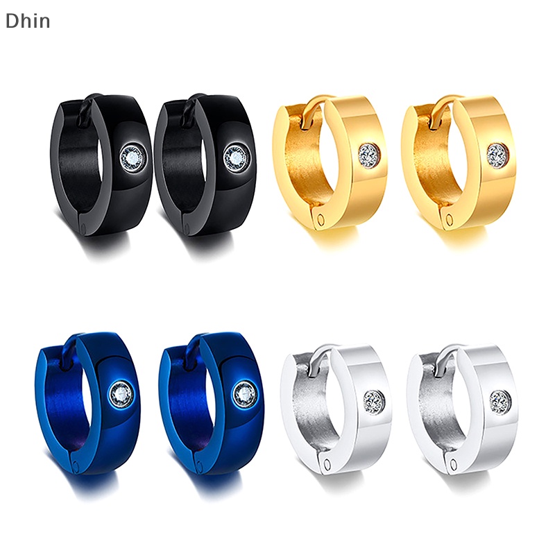 1 Đôi Bông Tai Tròn Bằng Thép Không Gỉ Phong Cách Rock Unisex