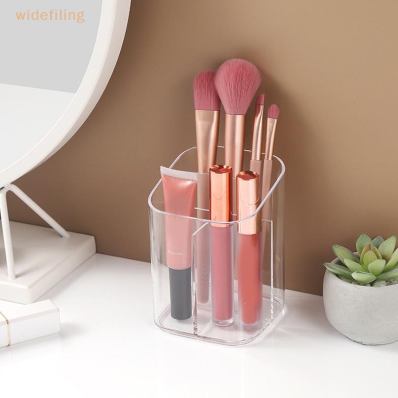 Hộp Đựng Cọ Trang Điểm Bằng Acrylic Trong Suốt Với 3 Ngăn Tiện Dụng