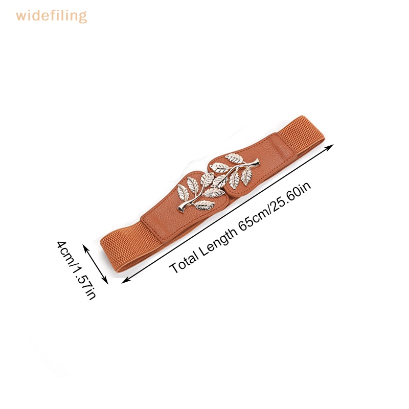 Thắt Lưng Da Bản Rộng Co Giãn Họa Tiết Lá Kim Loại Cổ Điển Thời Trang Cho Nữ