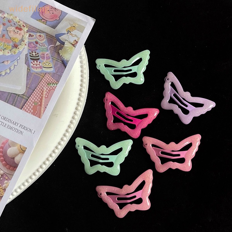 Bộ 2 Kẹp Tóc Hình Bướm Nhiều Màu Sắc Phong Cách Harajuku Dễ Thương Thời Trang Mùa Hè Cho Bé Gái