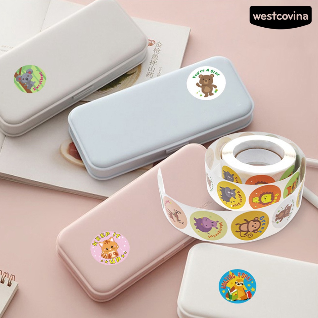 [WSTN]✎1 Cuộn Sticker Dán Giáo Viên Hình Động Vật Dễ Thương