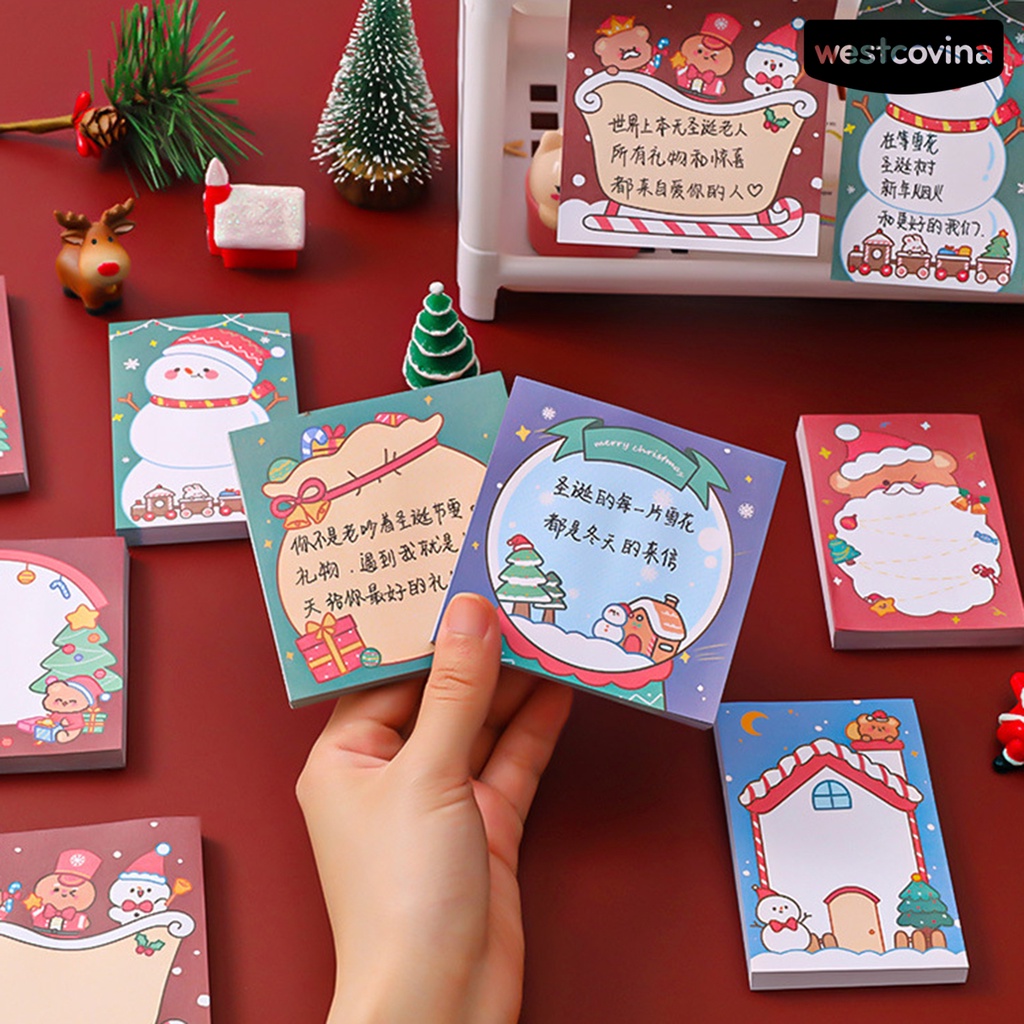 [WSTN]✎Bộ 2 Giấy Ghi Chú Tự Dính Họa Tiết Giáng Sinh Dễ Thương Note