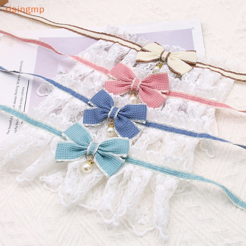 Dây Đeo Cổ Đính Nơ Và Ngọc Trai Xinh Xắn Cho Thú Cưng