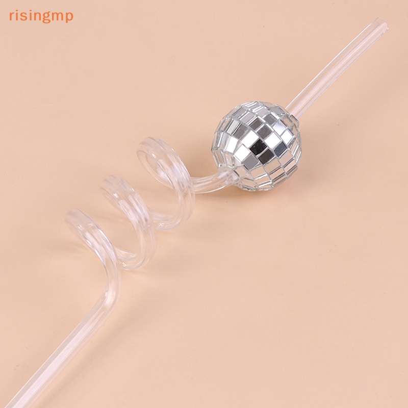 Set 4 Ống Hút Bạc 70s Mini Trang Trí Tiệc Cưới / Sinh Nhật Disco