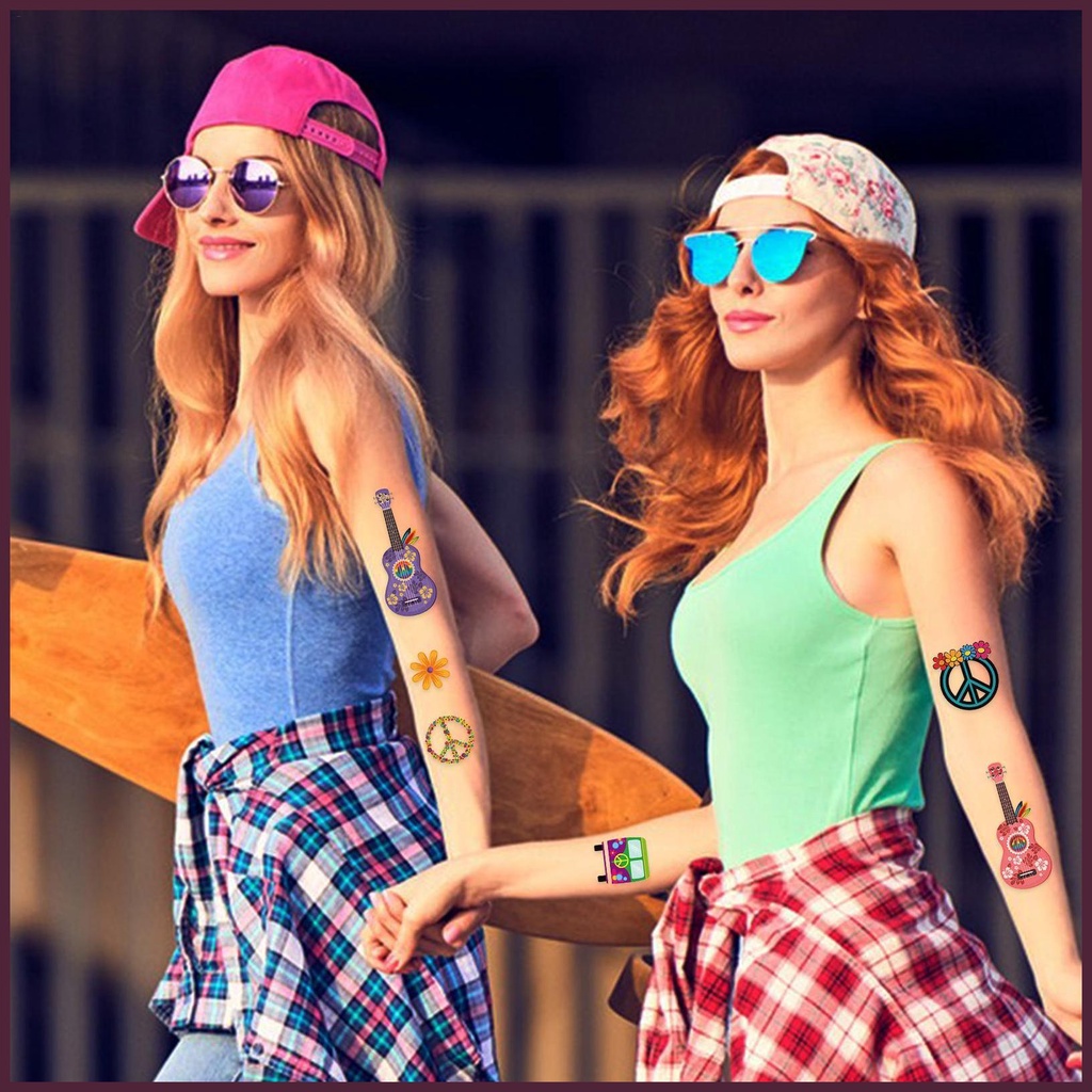 Miếng Dán Trang Trí Mặt Tạm Thời Chống Thấm Nước Phong Cách Hippie